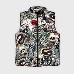 Женский жилет Японский самурай и драконы паттерн, цвет: 3D-черный