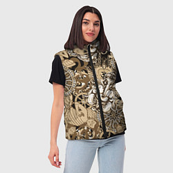 Женский жилет Колесо сансары Будда и Ганеша, цвет: 3D-светло-серый — фото 2