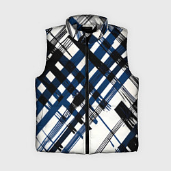 Женский жилет Косая клетка бело-синяя