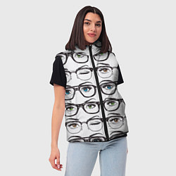 Женский жилет Глаза в очках, цвет: 3D-светло-серый — фото 2