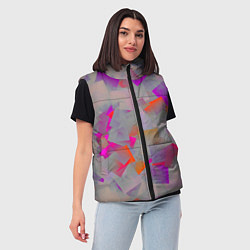 Женский жилет Розово-фиолетовые осколки, цвет: 3D-черный — фото 2