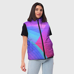 Женский жилет Неоновая геометрия полосы, цвет: 3D-черный — фото 2