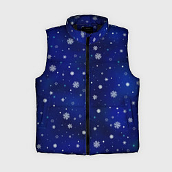Женский жилет Тёмный синий паттерн со снежинками, цвет: 3D-черный