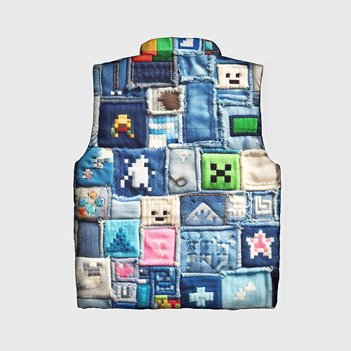 Женский жилет Minecraft на пэчворк джинсах / 3D-Черный – фото 2