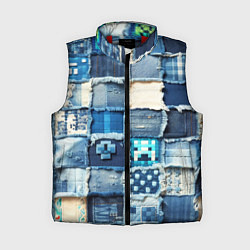 Женский жилет Minecraft на пэчворк дениме