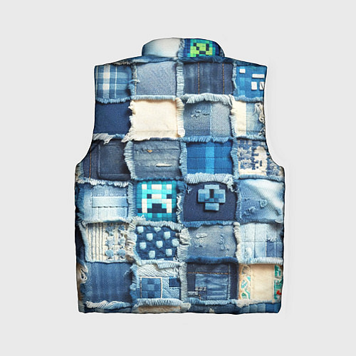 Женский жилет Minecraft на пэчворк дениме / 3D-Красный – фото 2