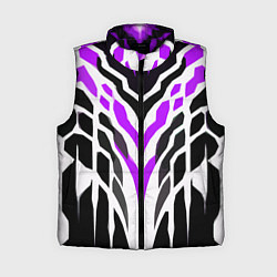 Женский жилет Агрессивные фиолетово-белые полосы на чёрном фоне, цвет: 3D-черный