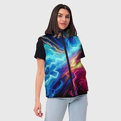 Женский жилет Разряд неоновых молний - нейроарт, цвет: 3D-черный — фото 2