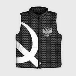 Женский жилет Герб РФ паттерн стиль ссср, цвет: 3D-черный