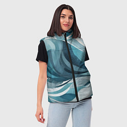 Женский жилет Океан абстракция волны, цвет: 3D-черный — фото 2
