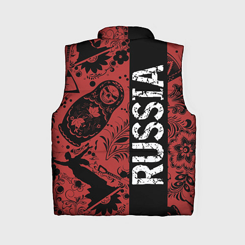 Женский жилет Россия на фоне матрёшек балалайки и славянских узо / 3D-Черный – фото 2