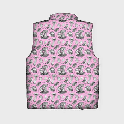 Женский жилет Малиновка и грибы на розовом / 3D-Черный – фото 2