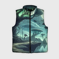 Женский жилет Сказочный грибной лес на похожей планете - фантази, цвет: 3D-черный