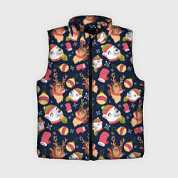 Женский жилет Новогодний детский паттерн с животными