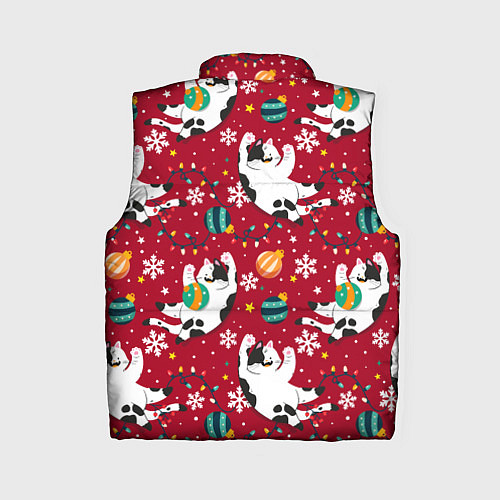 Женский жилет Новогодний паттерн с котиками / 3D-Черный – фото 2