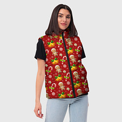 Женский жилет Новогодний паттерн пряня, цвет: 3D-светло-серый — фото 2