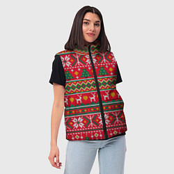 Женский жилет Текстура свитерной вязки новогодняя, цвет: 3D-черный — фото 2