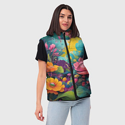 Женский жилет Лето красочные цветы, цвет: 3D-светло-серый — фото 2