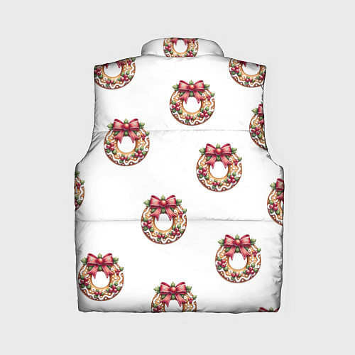 Женский жилет Много новогодних пончиков с бантиком и ягодами / 3D-Светло-серый – фото 2