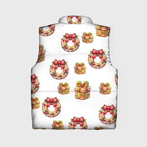 Женский жилет Много новогодних пончиков и подарков с бантиком и / 3D-Светло-серый – фото 2