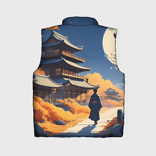 Женский жилет Азия ночь луна / 3D-Черный – фото 2