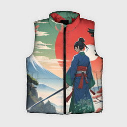 Женский жилет Самурай на ярком красивом фоне, цвет: 3D-красный