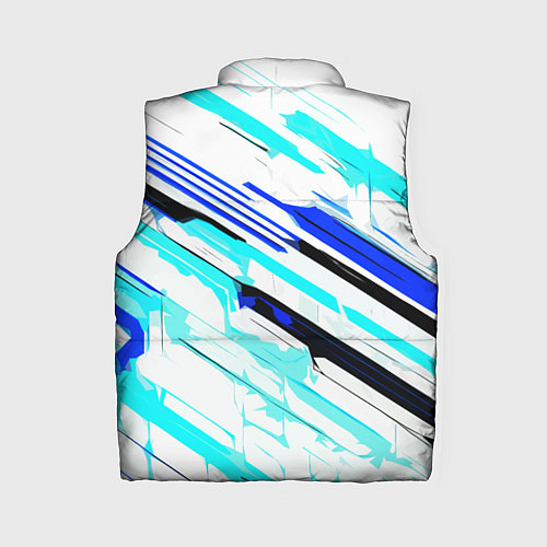 Женский жилет Чёрно-сине-голубые полосы на белом фоне / 3D-Черный – фото 2