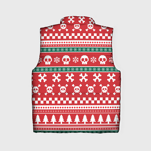 Женский жилет Новогодний паттерн с черепами в новый год / 3D-Черный – фото 2