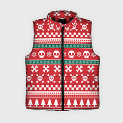 Женский жилет Новогодний паттерн с черепами в новый год