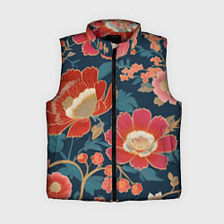 Женский жилет Искусство алые цветы