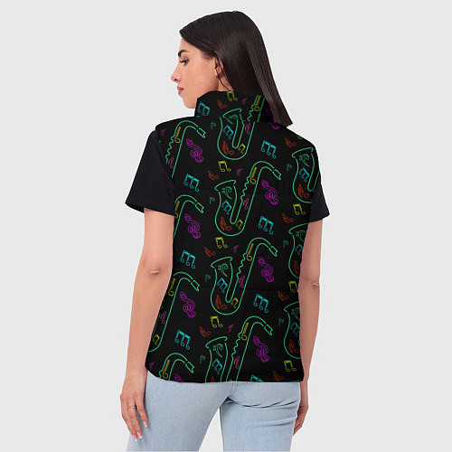 Женский жилет Неоновый саксофон и музыкальные ноты / 3D-Красный – фото 4