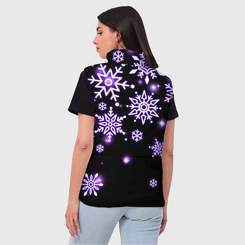 Женский жилет Снежинки в неоне / 3D-Красный – фото 4