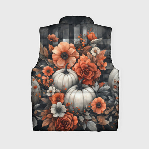 Женский жилет Белые тыква с цветами / 3D-Светло-серый – фото 2