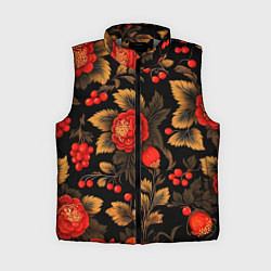 Женский жилет Русская хохлома, цветы, паттерн