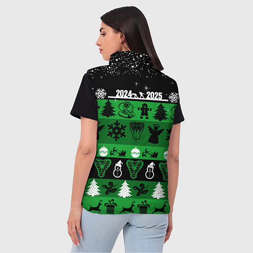 Женский жилет Новогодняя с оленями и змеями / 3D-Светло-серый – фото 4