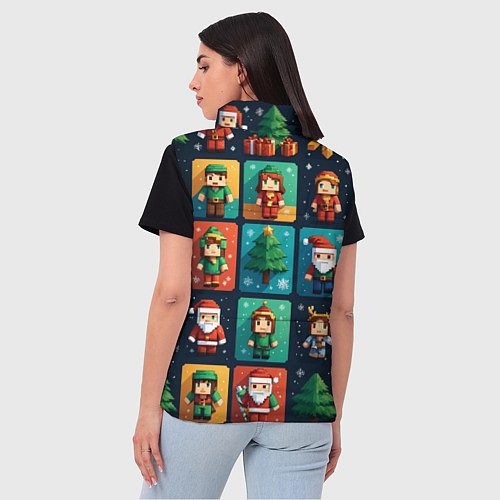 Женский жилет Minecraft с новогодний паттерн / 3D-Красный – фото 4