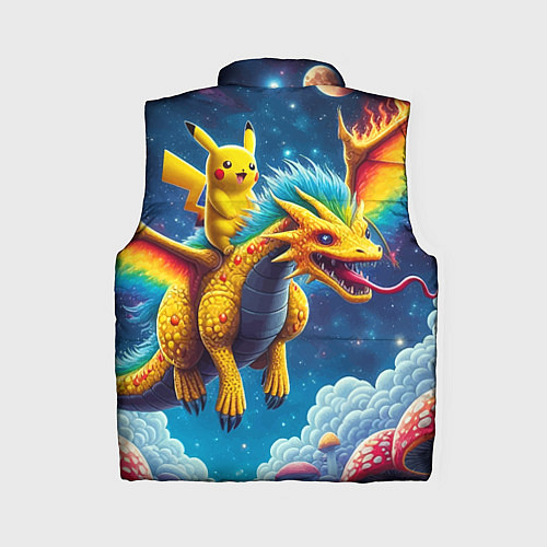 Женский жилет Pikachu on a fabulous dragon - neon glow / 3D-Черный – фото 2