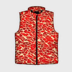 Женский жилет Красные плитки на кремовом фоне, цвет: 3D-черный