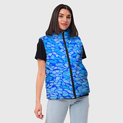 Женский жилет Голубые плитки на синем фоне, цвет: 3D-черный — фото 2