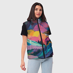 Женский жилет Красочные горы, цвет: 3D-черный — фото 2