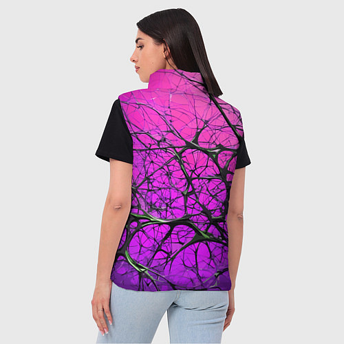 Женский жилет Чёрные волокна и фиолетовый градиент абстракция / 3D-Красный – фото 4