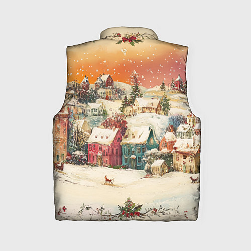 Женский жилет Новогодний город из разноцветных домов / 3D-Красный – фото 2