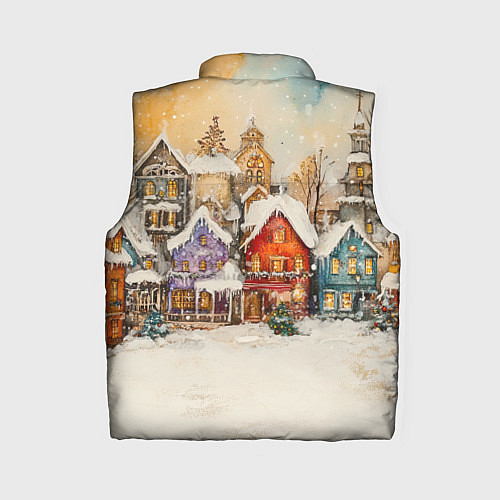 Женский жилет Новогодний городской пейзаж / 3D-Черный – фото 2