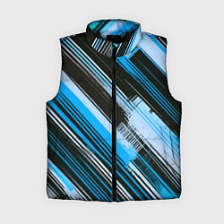 Женский жилет Синие диагональные полосы на чёрном фоне