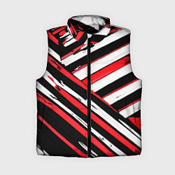 Женский жилет Красно-белые диагональные полосы на чёрном фоне