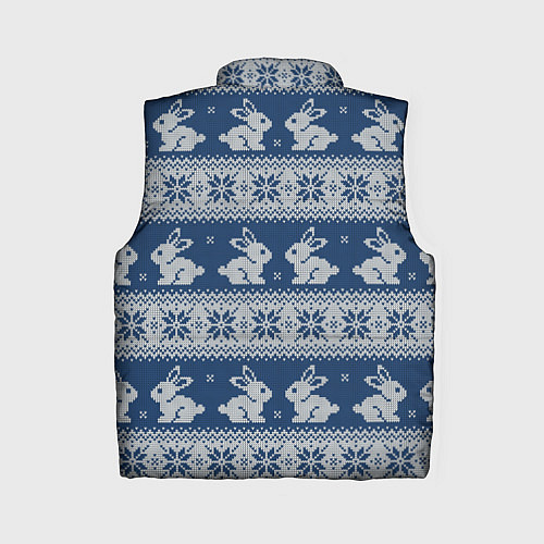 Женский жилет Вязаный зимний узор с милыми зайчатами / 3D-Черный – фото 2