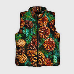 Женский жилет Елочные ветки с шишками, цвет: 3D-светло-серый