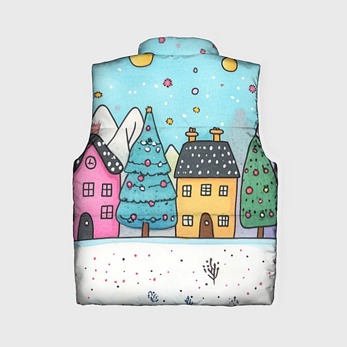 Женский жилет Новогодние рисованные домики / 3D-Светло-серый – фото 2