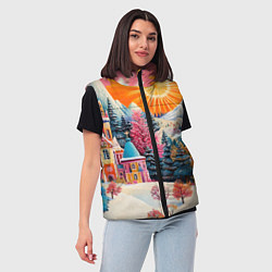 Женский жилет Новый год - горы и пейзаж, цвет: 3D-светло-серый — фото 2