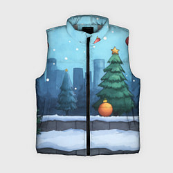Женский жилет Елки и елочные игрушки, цвет: 3D-светло-серый